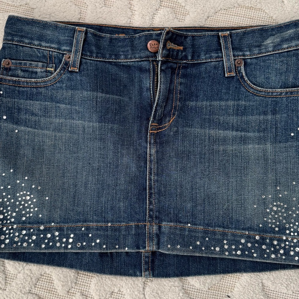 Abercrombie & Fitch "Ezra Fitch" Rhinestone Denim Mini Skirt